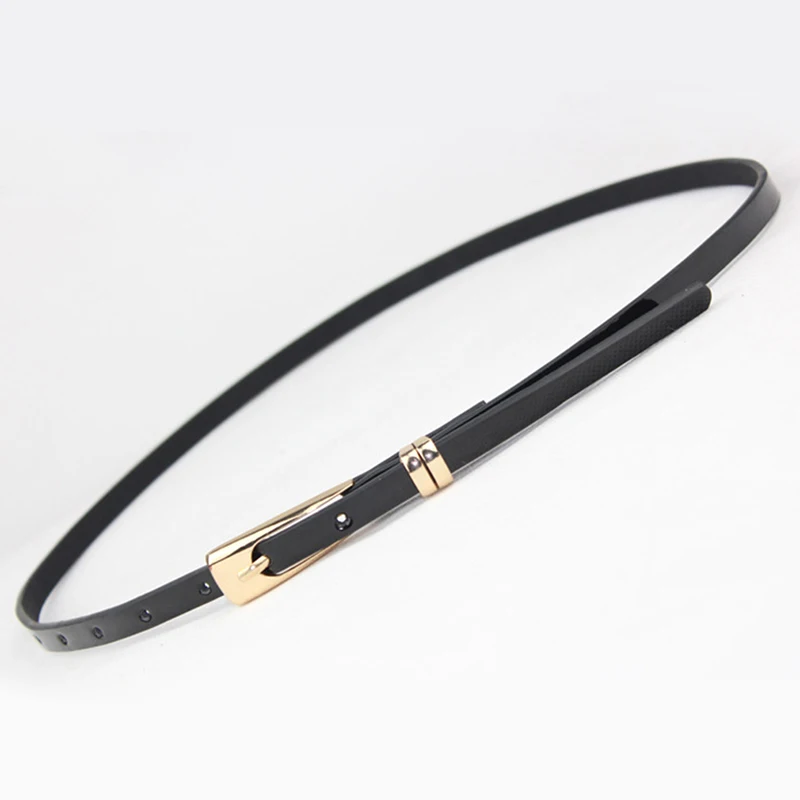 Роскошная металлическая пряжка тонкий ремень для женщин классические дикие минималистичные тонкие поясные пояса Пояс для одежды аксессуары - Цвет: 103cm black