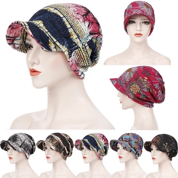 

Women's Print Beanies Hat Female Autumn Winter Cotton Baseball Hats Ponytail Vintage Warm Cap Fashion Baseball Hat Visors Caps