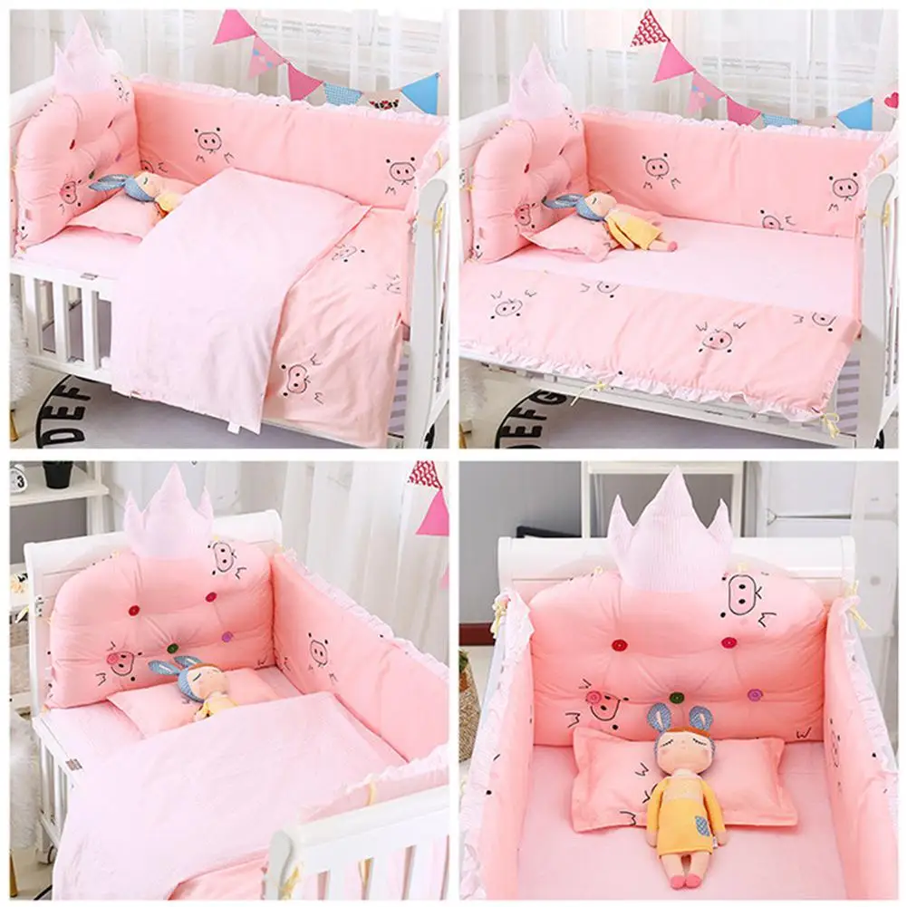 Kidlove/Комплект постельного белья из хлопка для детской кроватки, 7 шт., Комплект постельного белья с рисунком из мультфильма, 120x65 см
