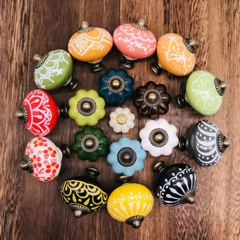 1PC Colorful Round and Pumpkin Furniture Handle Kitchen Cupboard Pulls Hardware Cabinet Handles Solid American Style Drawer Knob