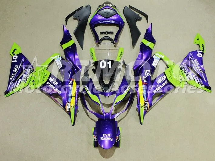 ABS полный обтекатель комплект подходит для Kawasaki ZX6R 2013 Обтекатели ZX-6R Ninja 636 599 фиолетовый зеленый