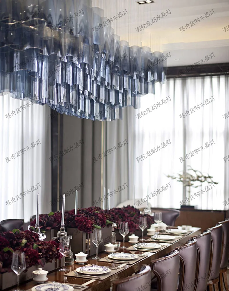 Custom engineering lamp restaurant villa hall glass chandelier sales department sand table lighting hotel lobby lighting