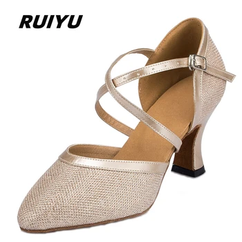 New Latin Shoes Tango Salsa Ballroom Party Women's High Heels Champagne Black Silver Wedding Women's Shoes Summer Sandals 1