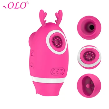 OLO 5 Frequency 3 Ways Use Silicone Deer Shape Nipple Sucking Vibrator Female Masturbator Clitoris Stimulator Sex Toy for Women 1