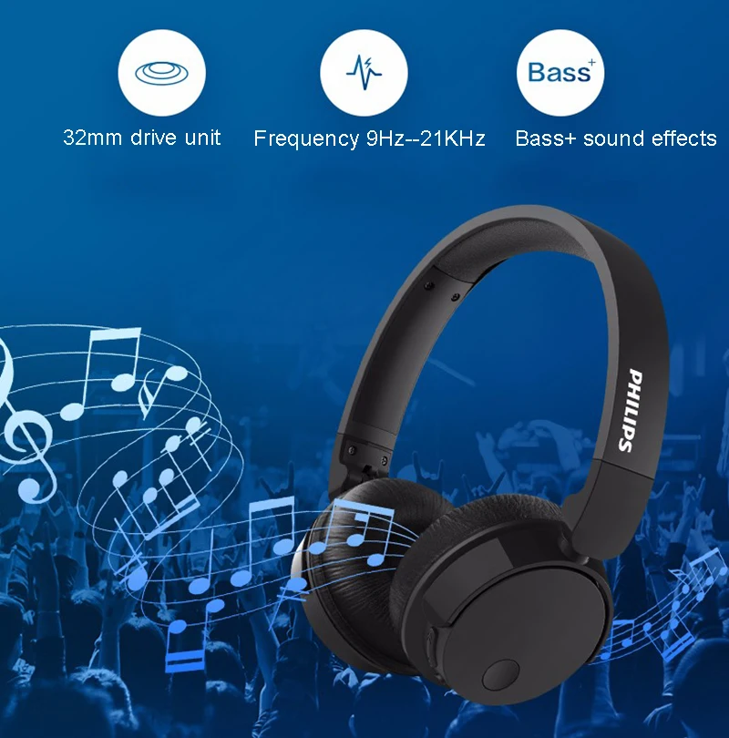 Оригинальные беспроводные ANC Наушники PHILIPS TABH305, Bluetooth 4,2, бас+ гарнитура с HD микрофоном, складная поддержка, официальная проверка