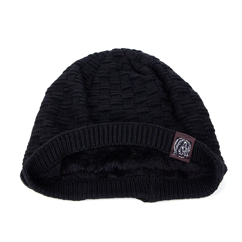 Hats Tide Knitting Wool Hat Winter Increase Down Keep Warm Black Bear Small Mark Pullover Man Outdoors Hat Wm052