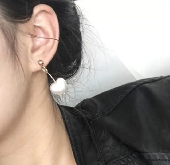 Женские массивные серьги с искусственным жемчугом длинные подвески в форме