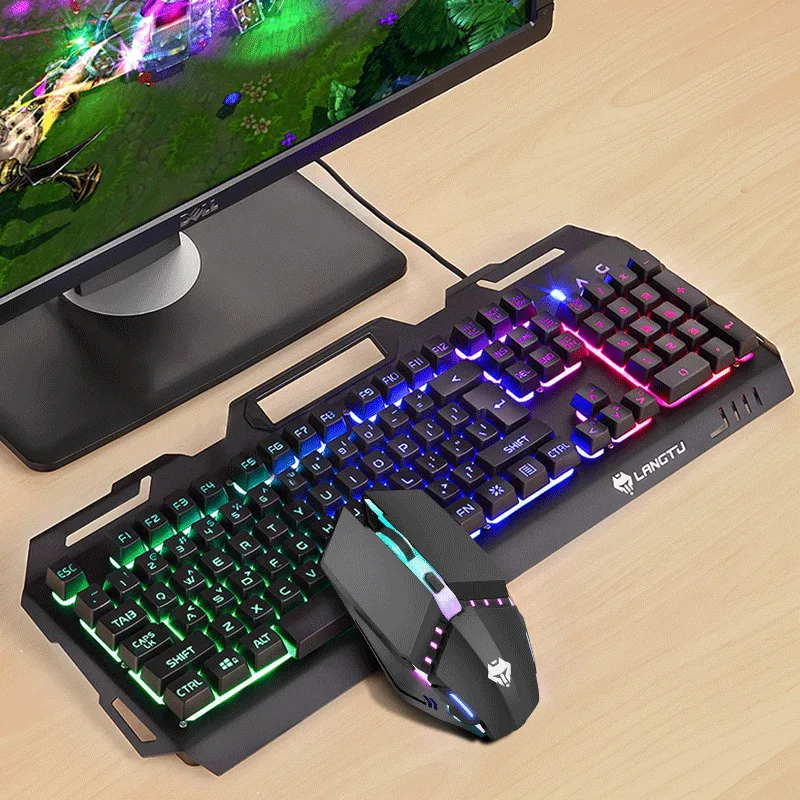 Набор игровой клавиатуры с 104 клавишами проводная USB клавиатура подсветкой RGB для