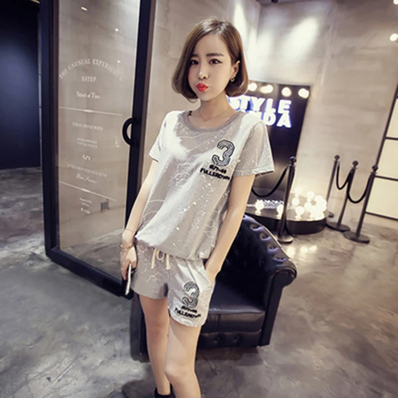 

New Listing 2019 Summer Casual Two-Piece Suit Cotton Homewear Cute Pajama Pattern Pajamas