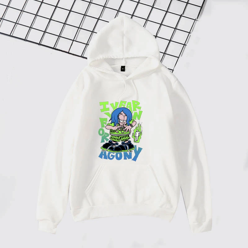 Забавный свитер с принтом «Billie Eilish» для маленьких мальчиков и девочек; повседневные толстовки; зимняя теплая детская одежда с длинными рукавами и капюшоном - Цвет: 924-bj-12-23-3