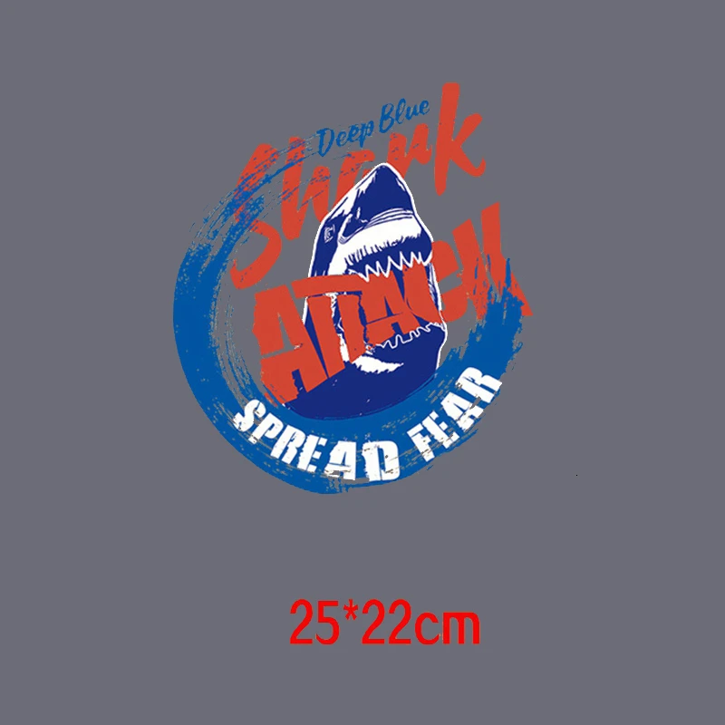 Крутые нашивки серии Shark в стиле панк, аксессуары для передачи железа, наклейки на тепло, наклейки для платьев, футболки, украшения - Цвет: N3-TH0094