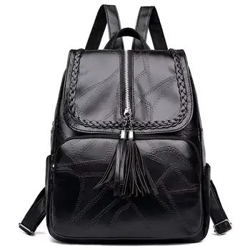 

2020 anti-theft backpack classic PU leather solid color backpack fashion shoulder bag Faux Leather School Bag Women Travel Ba