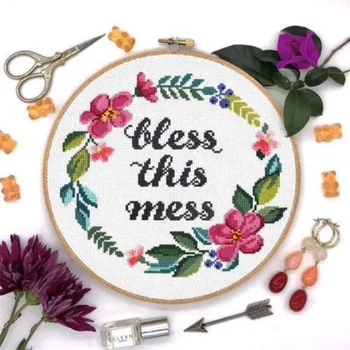 

New Cross Stitch Kits Embroidery Apparel Hoop Embroidery Starter Kit Colored Threads Tools For Adults And Beginners 50/100 Color