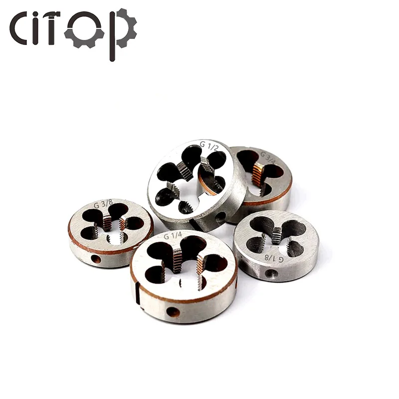 

Citop 1pcs G1/2 G1/4 G1/8 G3/4 G3/8 Right Hand Machine Threading Die Set Screw Thread Tap Drill Machine Plug Die