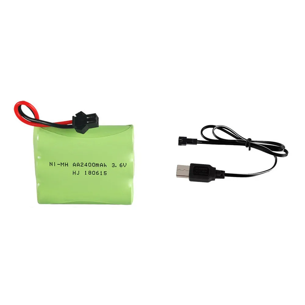 3,6 В 2400 мАч Ni-MH батарея+ USB зарядное устройство для Rc игрушки автомобиль Танк Поезд робот-пистолет AA 3,6 В перезаряжаемый аккумулятор для RC лодки - Цвет: Черный