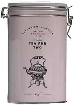 

Cartwright & Butler Tea for Two Shortbread and Tea Selection Tin | Classic Almond Shortbread with Earl Grey Tea Bags | Embossed