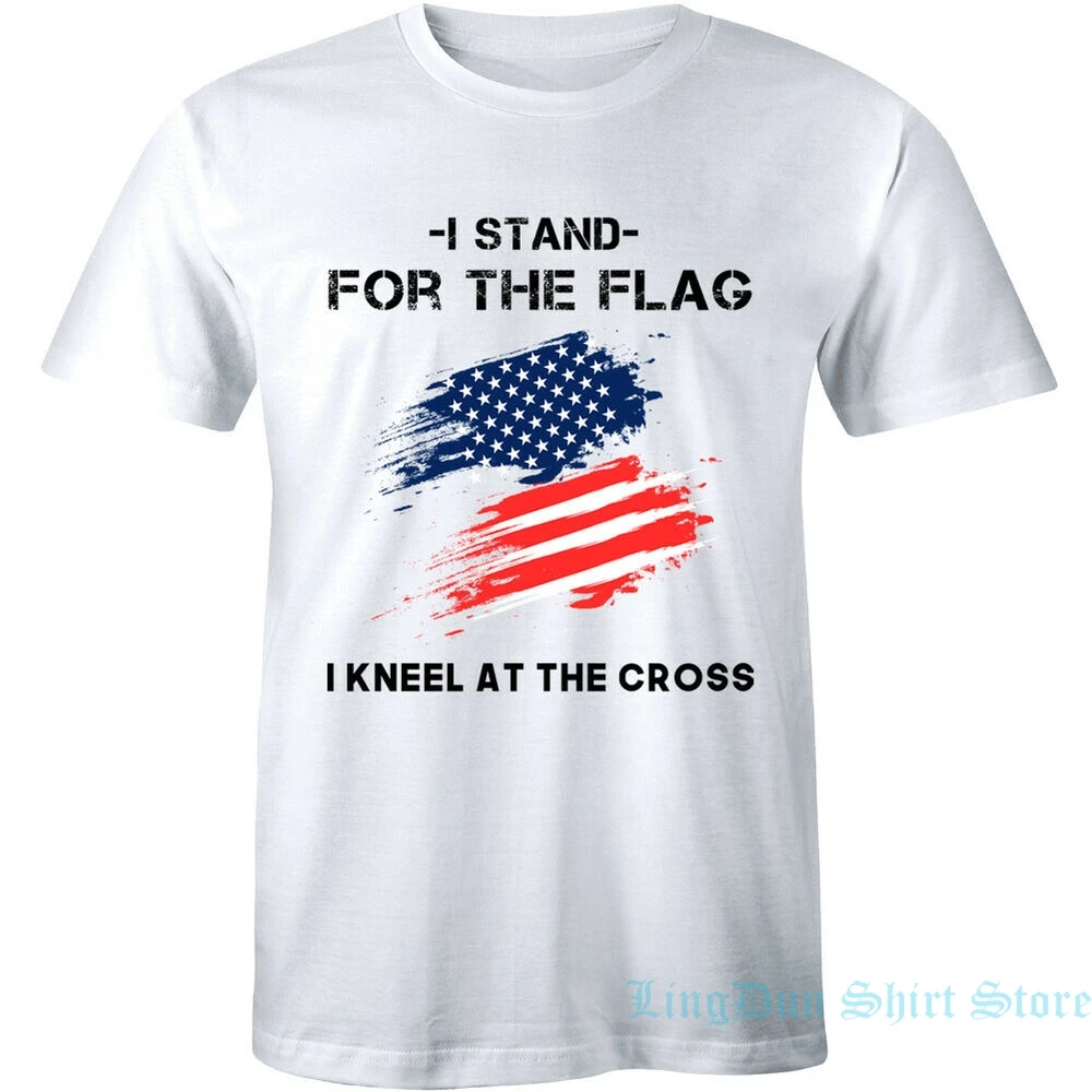 I Stand For The Flag Kneel At Cross-флаг США патриотическая футболка мужская wo Мужская 100% хлопок