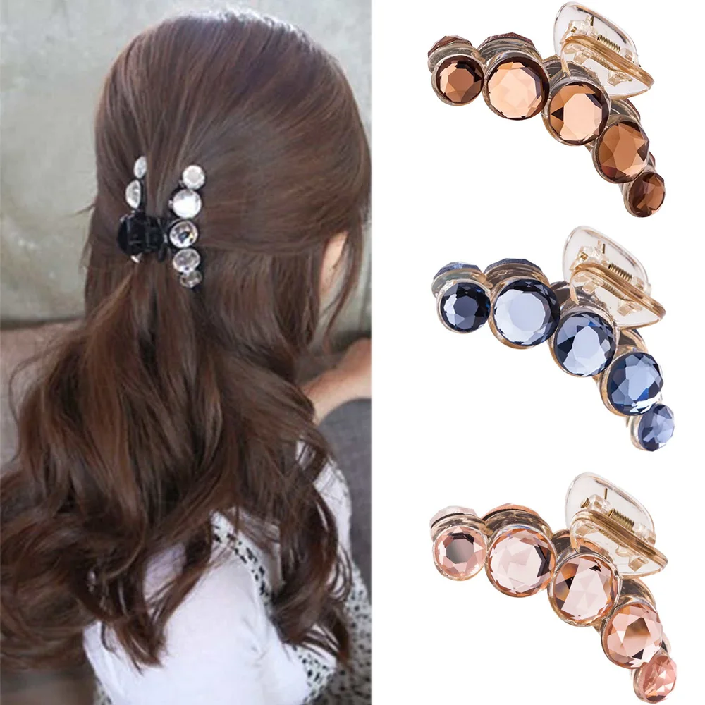 Заколка для волос с кристаллами женщин и девушек заколка-краб ручной работы