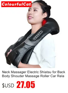 Электрический роликовый массажер для шеи для боли в спине шиацу, инфракрасная лампа, массажная подушка Gua Sha, продукты для ухода за телом, релаксация