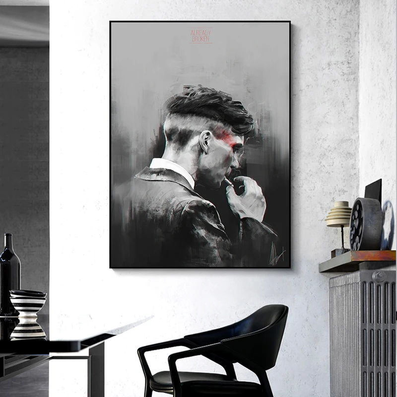 TV Series Bloody Gangster Xilian Murphy Smoking Black and White Background  Poster Living Room Home Decoration Mural(No Frame)|Painting & Calligraphy|  - AliExpress