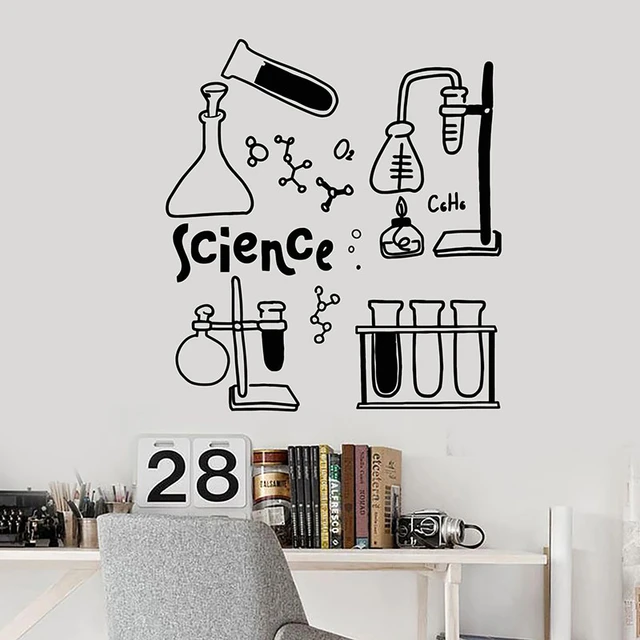 Calcomanía de pared de ciencia, símbolo de Química, vinilo