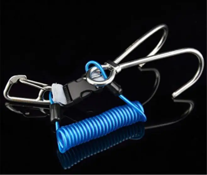HobbyLane из нержавеющей стали для дайвинга рифовый крюк спиральная катушка ремешок для ныряльщика аксессуары для фотосъемки крюк безопасности веревка горячая распродажа - Цвет: blue