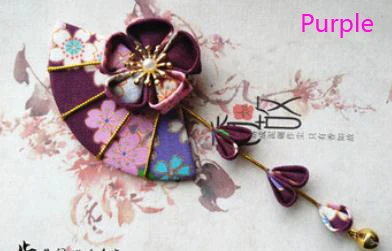 Purple Pink(1 pc) DIY ручной работы японское кимоно аксессуары для волос Сакура лоза колокол цветок веер парики женские юката аксессуары для волос - Цвет: Purple Pink(1 pc)