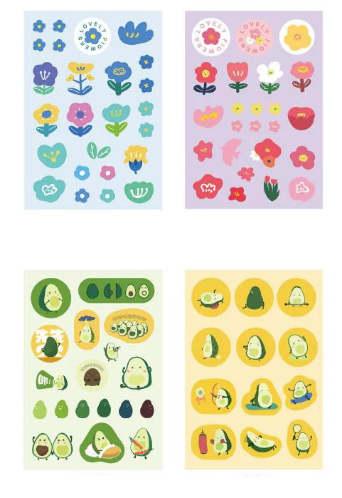E4PCS 4kinds flower fruit series washi sticker DIY scrapbooking journal week album diary happy planner decorative stickers - Цвет: E4PCS