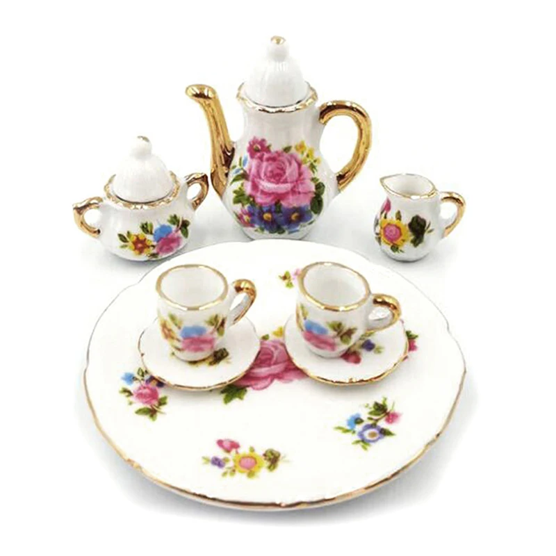 31 Styles Miniature Print Porcelain Tea Set 1:12 Dollhouse Dinnerware Decoration 