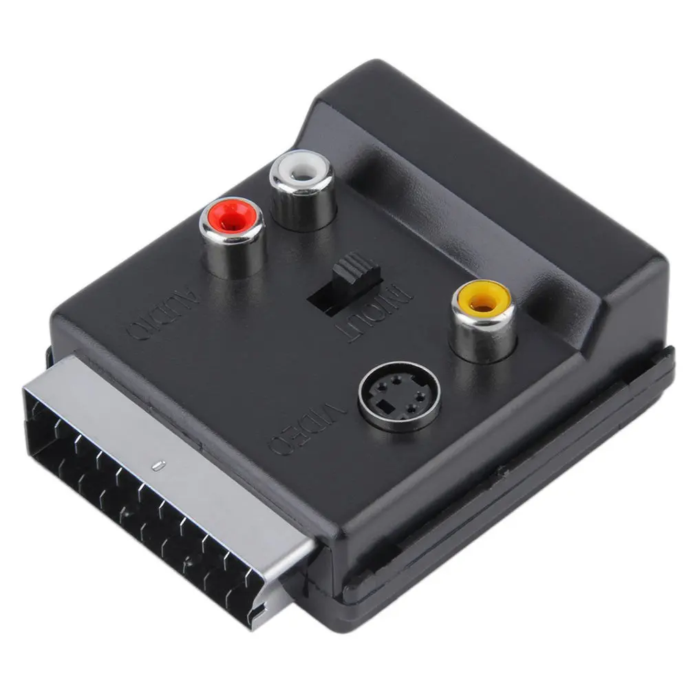 

2018 Switchable scart Male to scart Female S-Video 3 RCA Audio Adapter Convertor