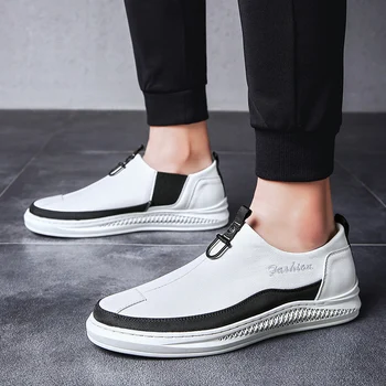

men casual Shoes Fashion Sneakers genuine leather Loafers Flats Skateboarding Shoes Low Cut slip on Trend Creepers Brand Design