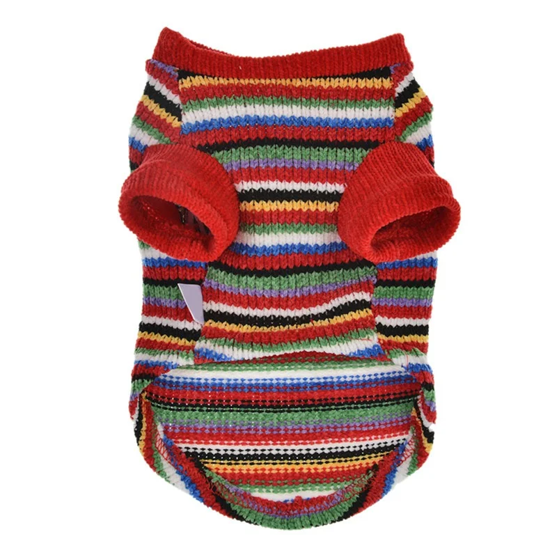 Pet вязаный цветной свитер с рисунком собачки и котика зимние теплые костюм 2 клёш