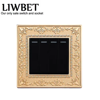 

LIWBET Four Gang Light Switch And One Way / Two Way Wall Switch With Gold Color Zinc Panel