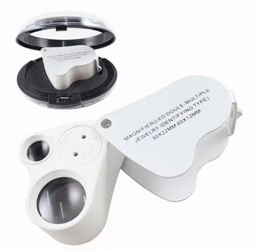 

2 In1 30X 60X Loop Magnifier Jewelry Loupe Lens LED LED Magnifier Identification Tool 10*4*3cm
