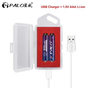 

New product PALO 1.5V 900mwh rechargeable AAA battery li-ion +USB charger batteries high capacity For Remote,Control,Toy
