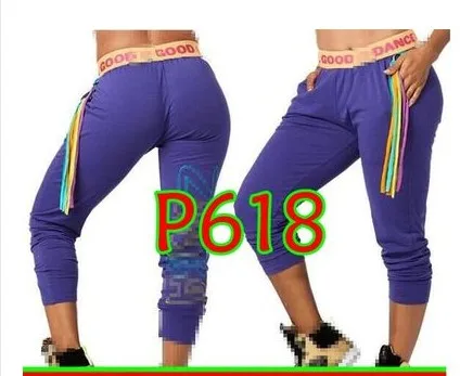 P618 purple Дизайн, женские трикотажные брюки, брюки для бега, женские брюки-шаровары, Капри, P618 - Цвет: P618 purple