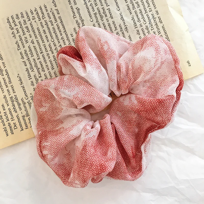 light red Модные женские шифоновые резинки для волос с кольцом, эластичные резинки для волос, чистый цвет, танцевальные резинки для волос, женские аксессуары для волос - Цвет: light red