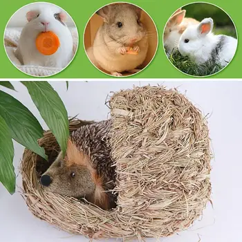 

Small Pet Slippers Grass Nest Hand-woven Rabbit Chinchilla Guinea Pig Weed House L69B