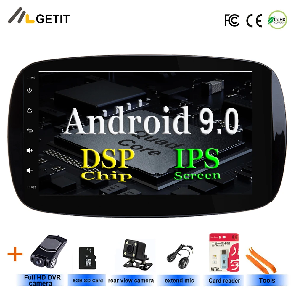 

Android 9 Car Stereo Radio no DVD multiplayer for Benz Smart Fortwo 2016 2017 2018 Radio wifi BT Head Unit GPS navigation
