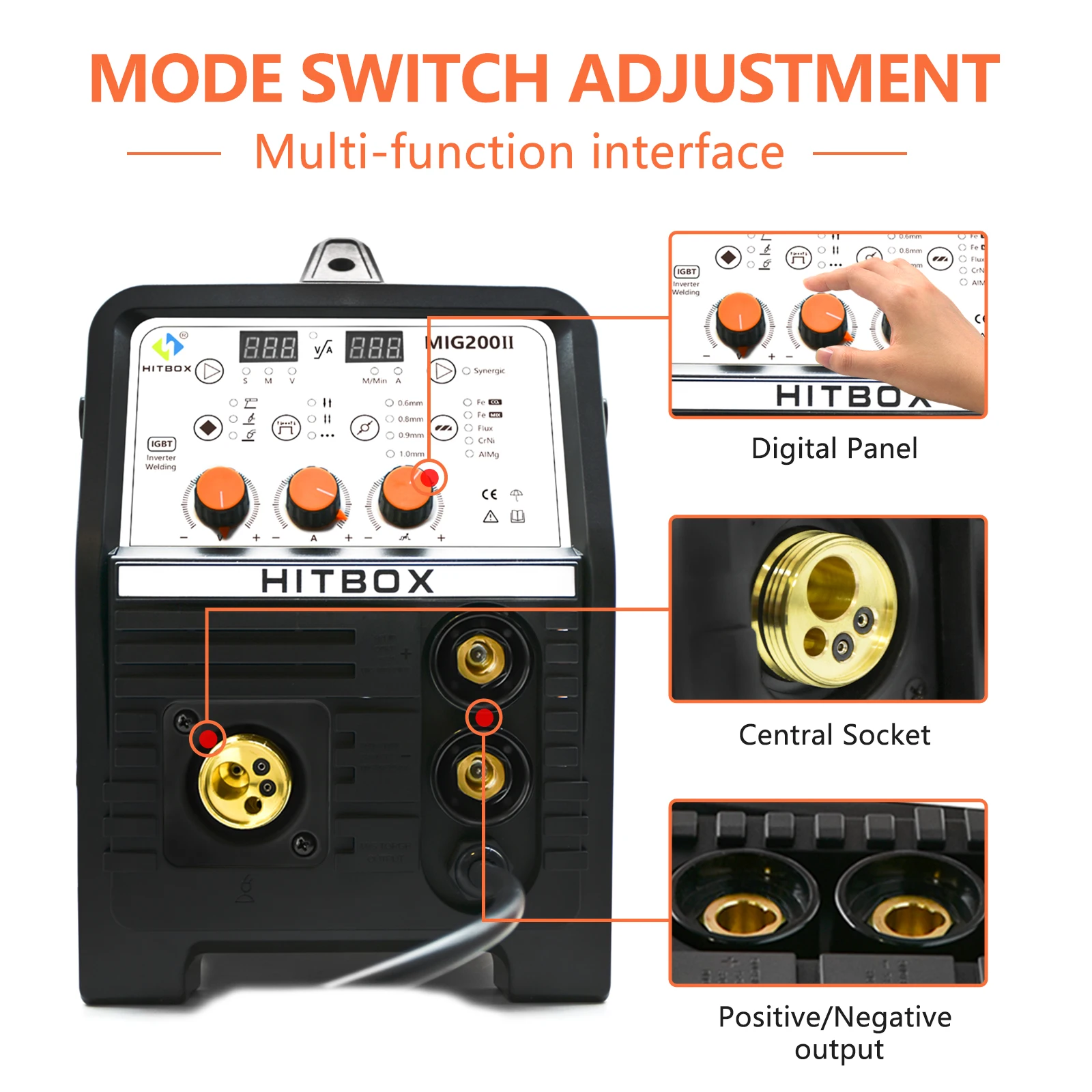 NEW HITBOX Mig Welder Aluminum Welding Synergy Control Stainless Steel Iron Steel Welder 220V MIG ARC TIG MIG 200II 2