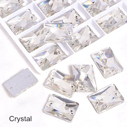 Crystal Прямоугольные красочные пришитые стразы для шитья Прямоугольные Стеклянные стразы для свадебного платья B3853 - Цвет: Crystal