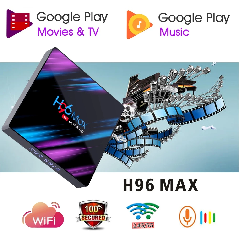

H96MAX Android 9.0 TV Box RK3318 Quad Core 64bit 2.4G/5.8G Wifi BT 4.0 4K HD Media Player Mini Set Top Box Voice Control H96 MAX