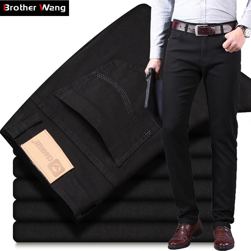 Classic Style Men's Black Jeans Fashion Casual Business Straight Stretch  Denim Trousers Male Brand Pants White Khaki|Jeans| - AliExpress
