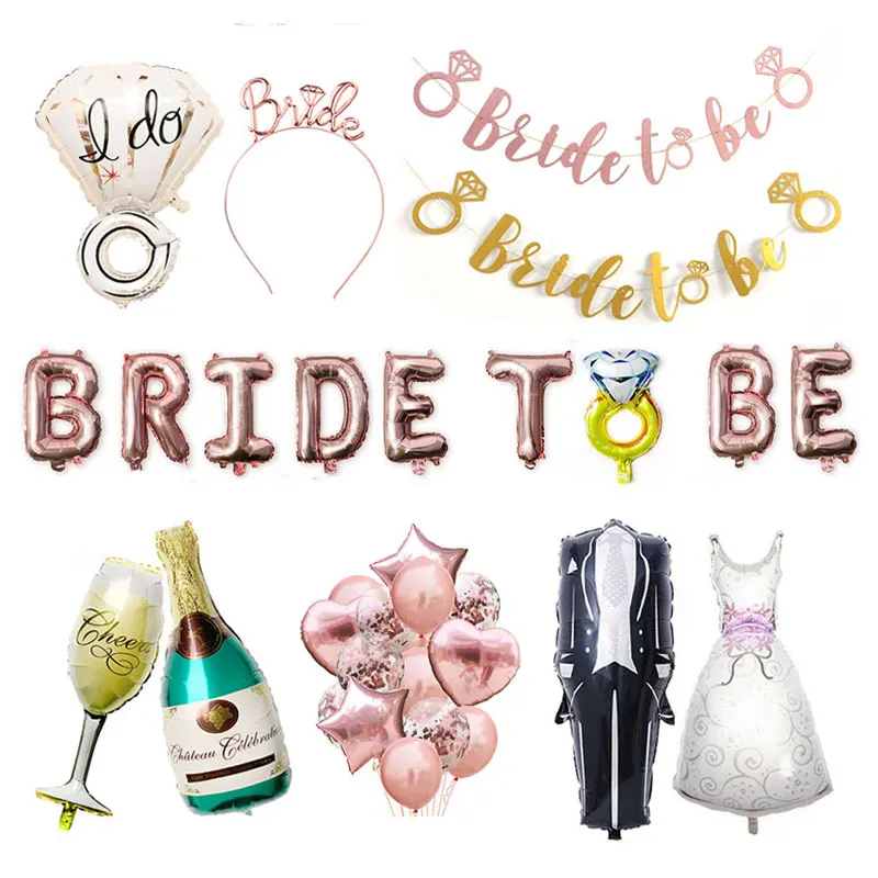 Розовое золото буквы шарик Bride To Be свадебное украшение Mr Mrs кольцо с бриллиантами