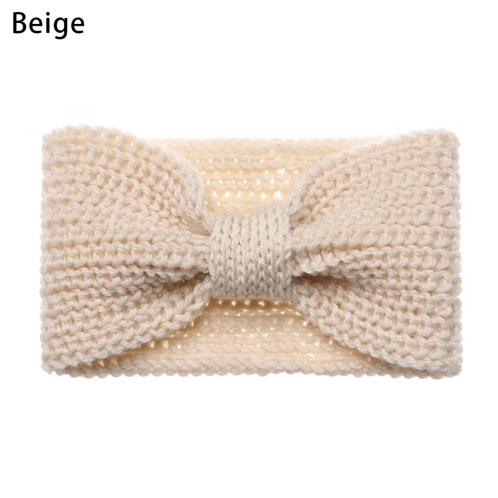 Type 06-Beige 1 шт., женские плюшевые повязки на голову из искусственного бархата, теплые вязаные повязки на голову с перекрестными узорами, женские вязаные повязки на голову, аксессуары для осени и зимы - Цвет: Type 06-Beige