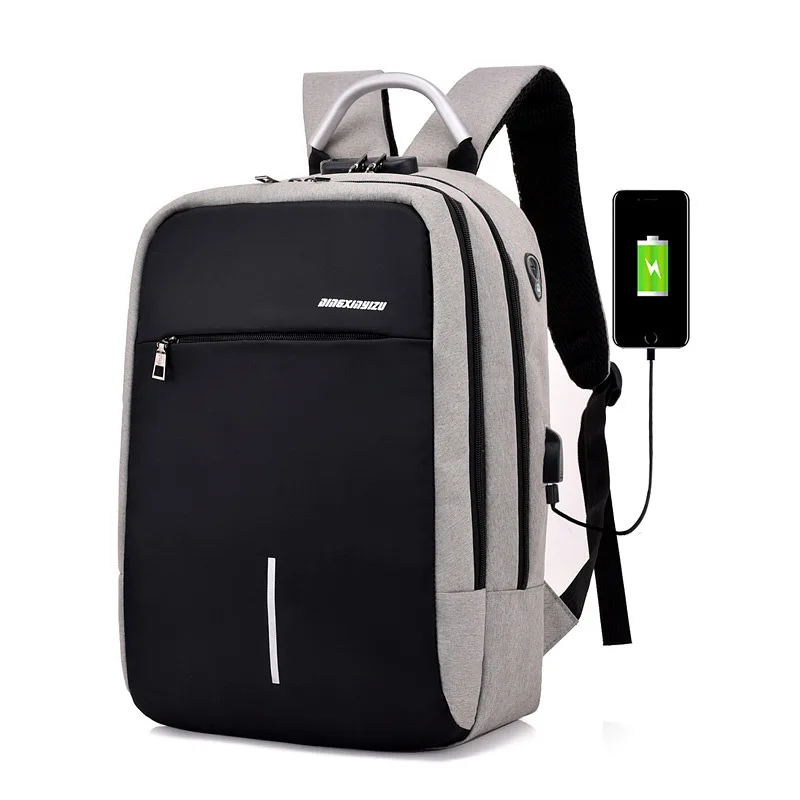 UOSC Men Multifunction Anti Theft Backpack New USB Charging Backpacks Waterproof Schoolbag Business Travel Bags - Цвет: Gray