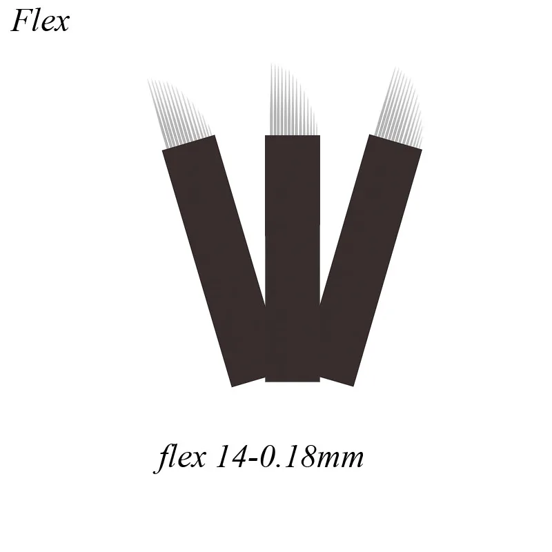 LÂMINAS FLEX TEBORI 14 PONTAS микроблейдинг иглы кривая Флекси 0 18 мм для бровей ручное