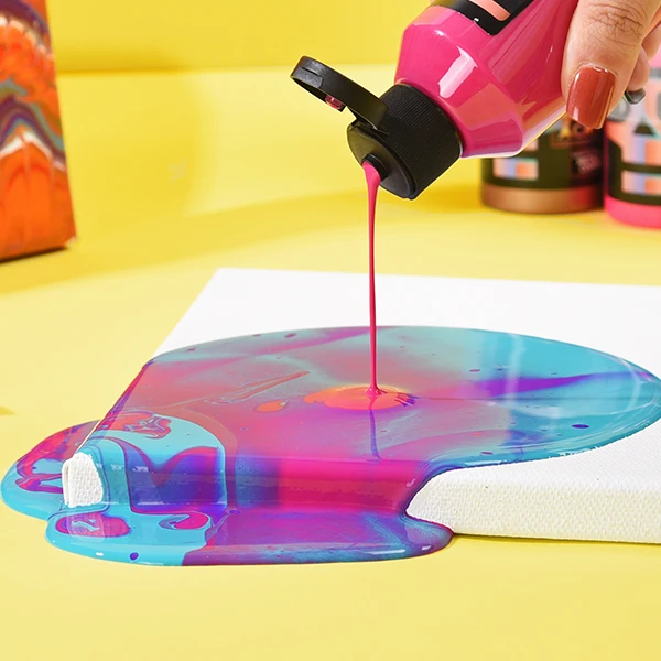 100ml High Flow Acrylic Fluid Pouring Paint No Mixing Needed Art