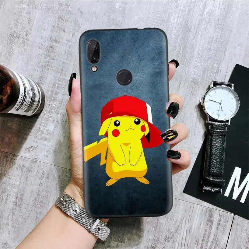 BA144-10 Пикачу карманные монстры черная крышка чехол для телефона для Xiaomi Redmi Note фотоаппаратов моментальной печати 8 7 7S 7A 6 S2 GO K20 Pro 6A mi 6X 5X A1 CC 9 8 Coque - Color: BA144-10