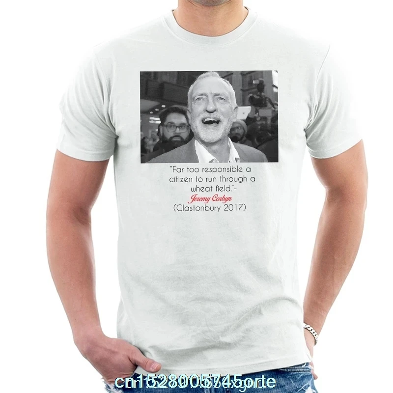 Забавный принт 2020 camiseta Jeremy Corbyn Цитата бег через пшеничные поля черный текст
